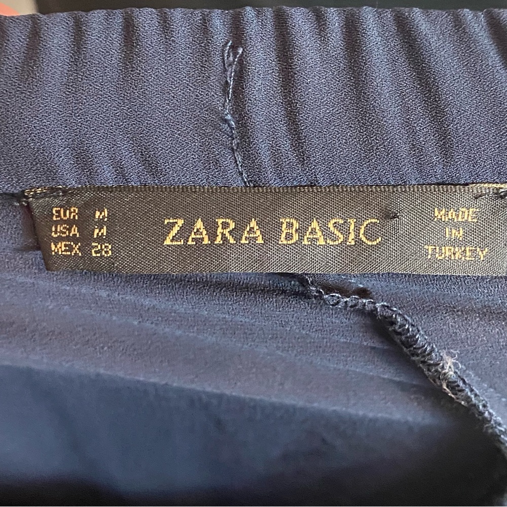 Zara Basic Navy Flowy Pants - image 3